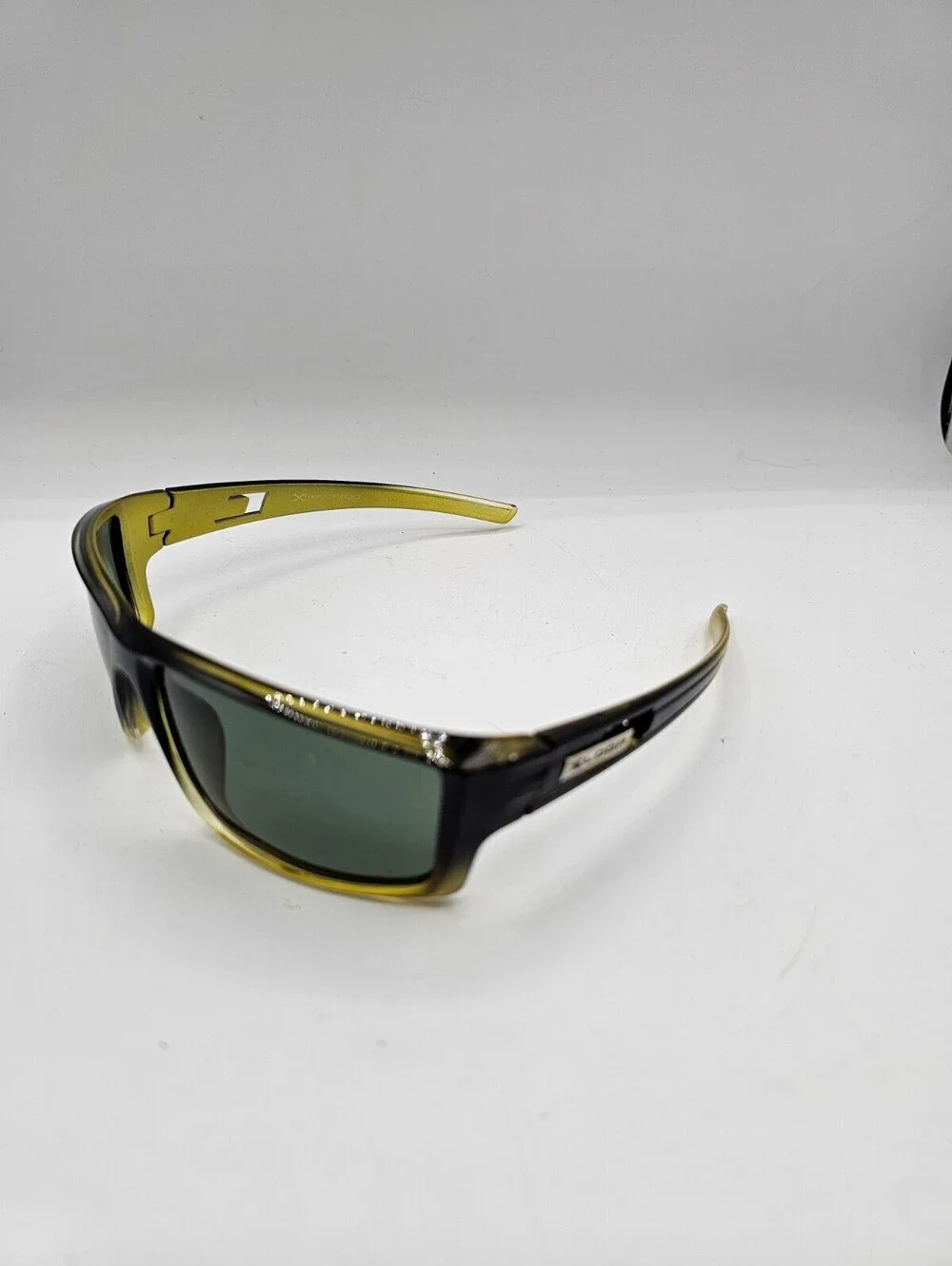 Mens Polarized Plastic Frame Sport Sunglasses by X Loop Green Clear Frame